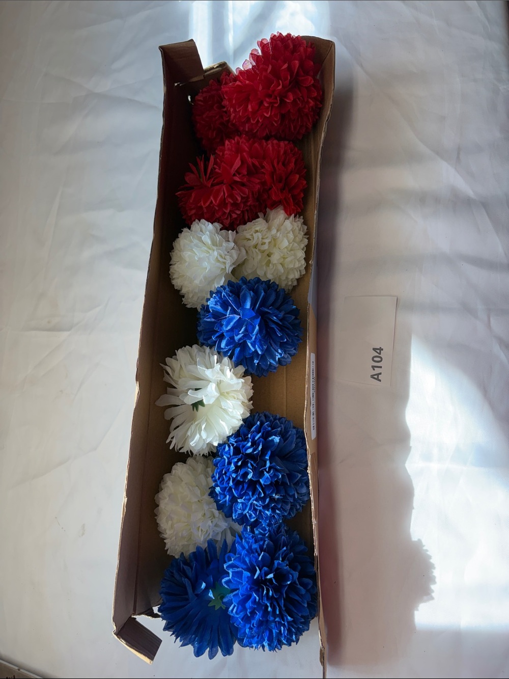 Unbranded Red, White & Blue Tissue Pom-Pom Flower Garland